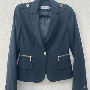 Calvin Klein Navy Blazer with Gold Accents